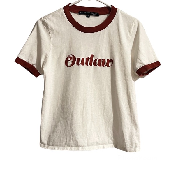 Veronica Beard Outlaw Rusty Red Ringer Tee Sz S - Picture 4 of 9